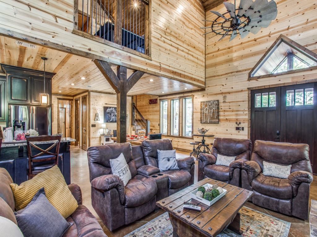 Gathering with loved ones in the cabin's spacious living room