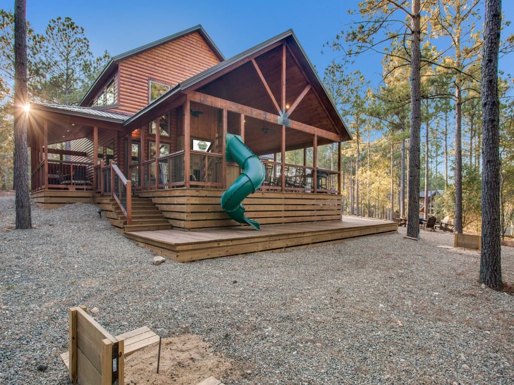 Enjoying morning coffee on the cabin's expansive deck