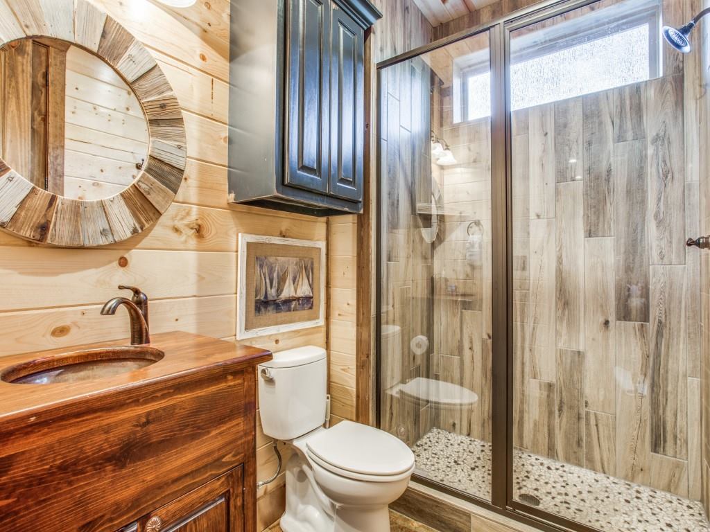 Refreshing in the cabin's spacious shower area