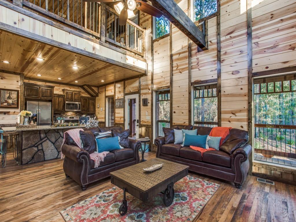 Relaxing in the stylish cabin living room