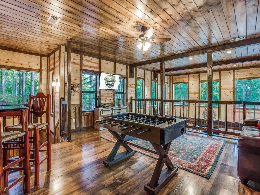 Family fun with a foosball table in the cabin
